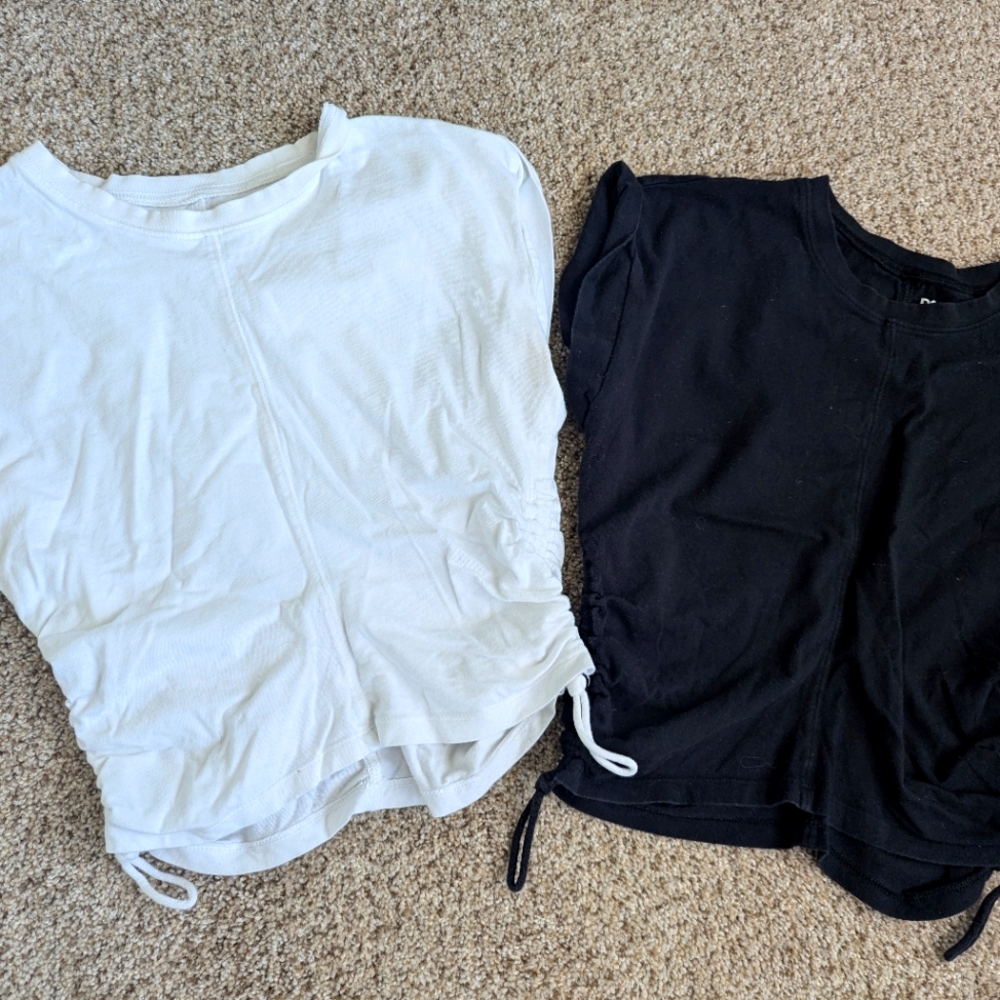 White and Black Ruched T-Shirts